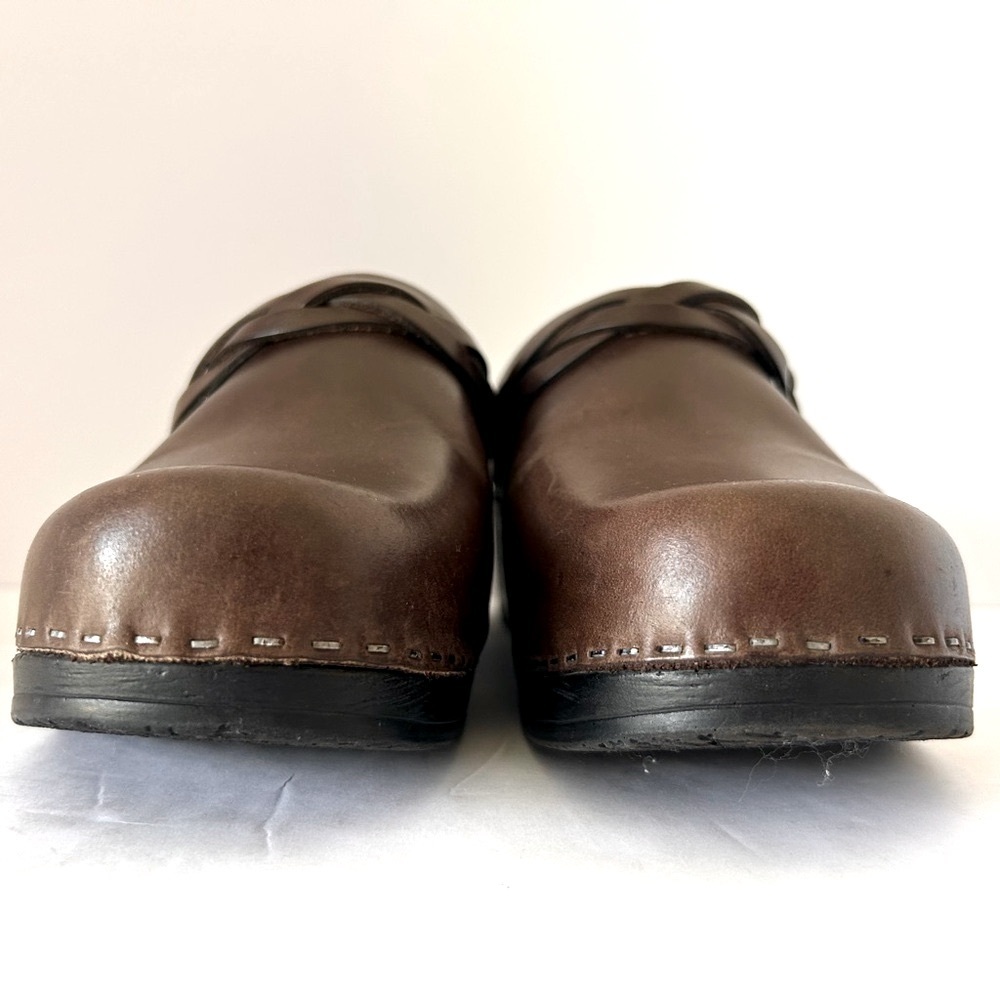 LL Bean Clog Shoe Mule Braided Leather Poetcore Scandigirl Brown Size 39 US 7.5 - Picture 7 of 11